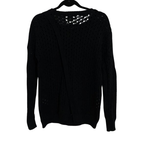 NWT Colour Works Fishnet Sweater XS Black Open Weave Cutout Cotton Knit Pullover - Picture 5 of 15